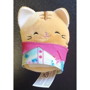 Squishville by Squishmallows Orange Cat w/rainbow dress ,Pets+Fashion